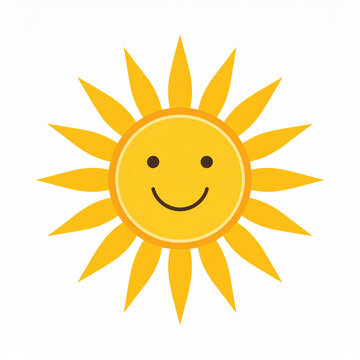 a cartoon yellow sun with a smiling face in the center of it.