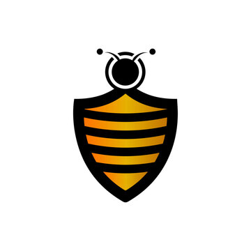 Shield Bee Logo Template Vector Illustration