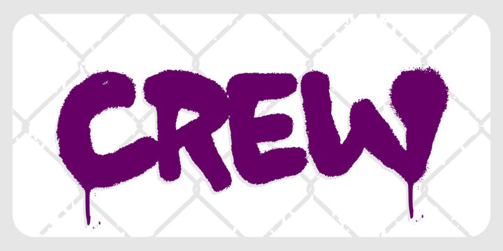 Crew text graffiti tag wordmark clip art. Street team squad font lettering design isolated on background for bboy crew merch, dance squad apparel, and urban group clothing.