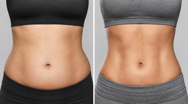 Female Abdomen Before and After Weight Loss Transformation