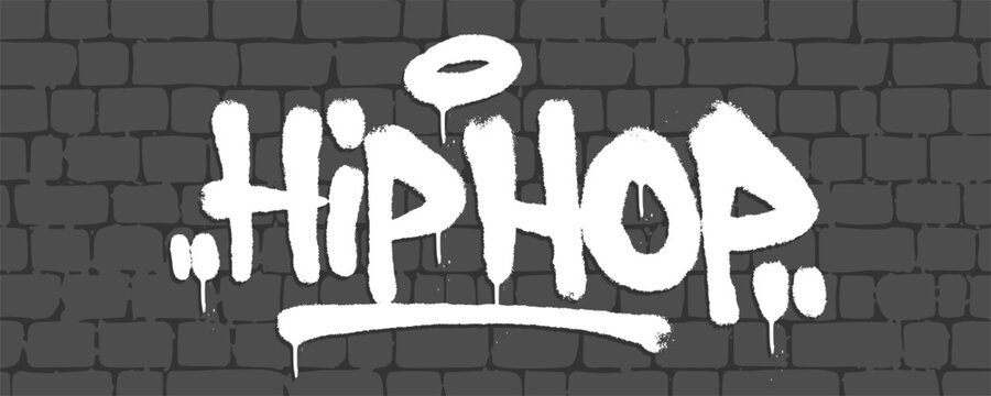 Hip hop text graffiti tag wordmark clip art. Urban music culture font lettering design isolated on background for rap merch, bboy event banner, and streetwear apparel.