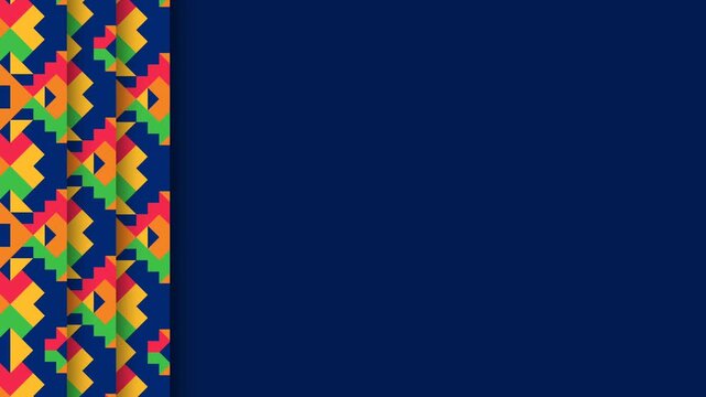 Hispanic Heritage Month Background with Colorful Traditional Geometric Pattern on Dark Blue.