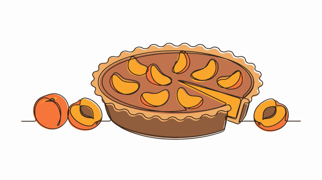 Delicious homemade apricot pie with fresh fruit slices around transparent background