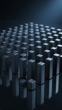 Abstract Geometric Pillars Slowly Rising and Shifting in a Dark, Dynamic 4k Motion Graphics Loop. with Animation
