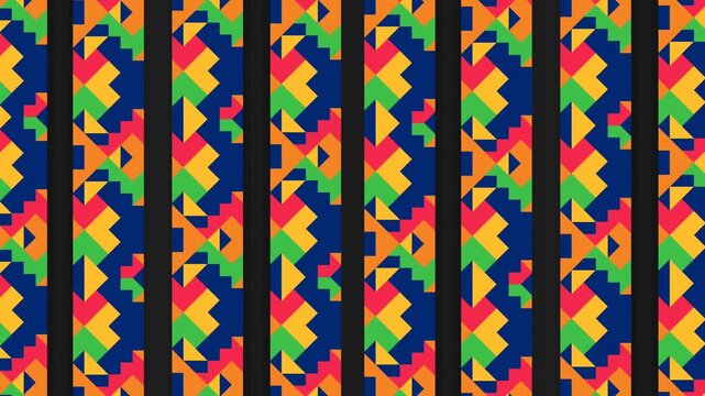 Vibrant Hispanic Heritage Geometric Pattern Loop with Colorful Mexican Folk Art Design.