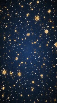 Animated Starry Night Sky Background with Twinkling Gold Stars, Looping Seamlessly for Digital Displays. and Animation