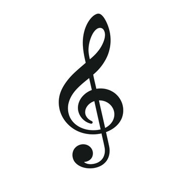 Black musical eighth note symbol on white background