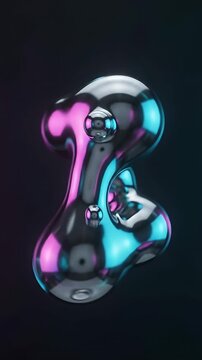 Abstract Liquid Blob Morphing and Flowing with Neon Light Reflections. Dynamic 4k Footage for Creative Backgrounds.