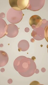 Golden Bubbles Floating and Expanding Gently in a Looping Animation. Elegant Abstract Motion Graphics for Commercial Use.