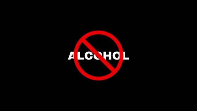 Alcohol sign warning symbol animation. Alcohol not allowed logo animation. Animated Under alcohol forbidden ban icon on transparent background.
