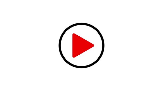 A simple black play button icon consisting of a black triangle pointing to the right enclosed within a thin black circle, presented on a clean white background, universally recognized for starting