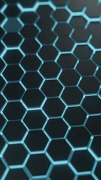 Glowing Hexagons Pulsing with Animated Light, Creating a Seamless Looping Background. and Motion Graphics and Abstract