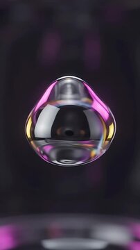 Water Droplets Forming and Merging on a Reflective Surface, Transitioning Into a Single Sphere. Dynamic Fluid Motion Loop.