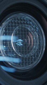 Traffic Lights Glowing with Animated Blue Light Trails, Creating a Dynamic and Futuristic Visual Effect. Seamless Looping Motion Graphics.