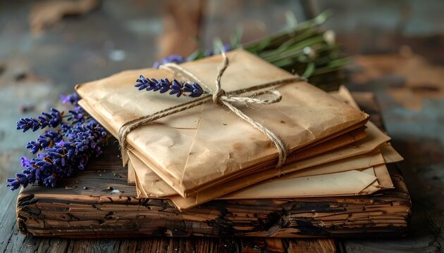Vintage letters tied with twine, symbolizing nostalgia and romance