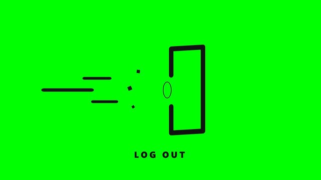 Minimalist Animated Log Out Icon on Green Screen Chroma Key Background