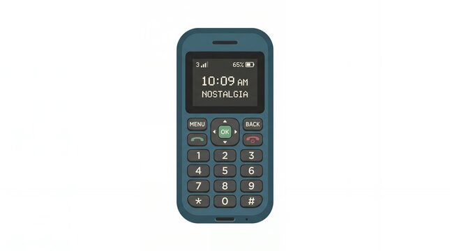 Vintage Mobile Phone in Nostalgic Style with Small Screen and Numeric Keypad