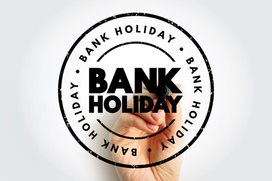 Bank Holiday text stamp, symbolizing public holidays, office closures, leisure time, national breaks, and calendar-based announcements for public communication