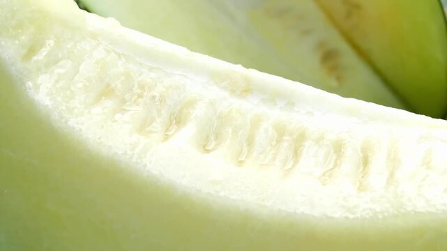Close-up of sliced green melon