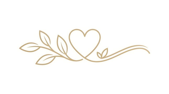 Elegant gold heart and leaf flourish divider