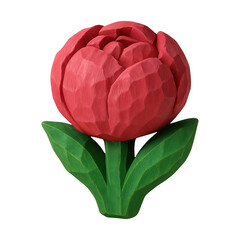 Fototapeta premium PNG Wooden carved red tulip illustration.