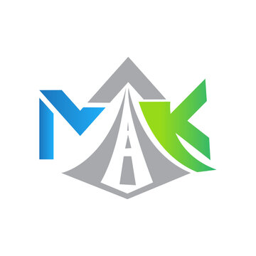 MTK Logo &ndash; Modern Blue, Gray and Green Abstract Lettermark Logo Design