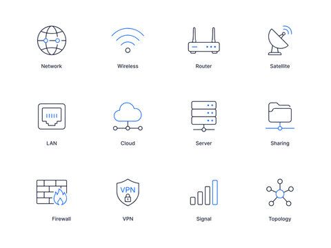 Internet and Network Technology Icons Collection