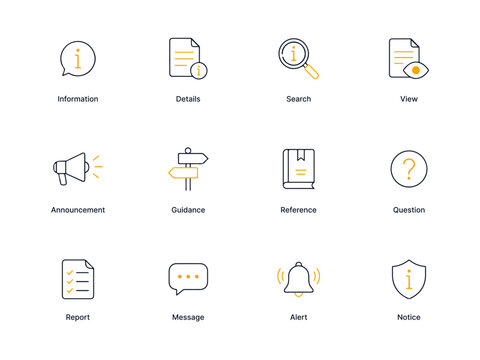 Set of Minimalist Icons for Information, Communication, and Business