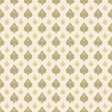 Elegant Damask Pattern Antique Floral Motif Baroque Ornament Seamless Vintage Textile Background.