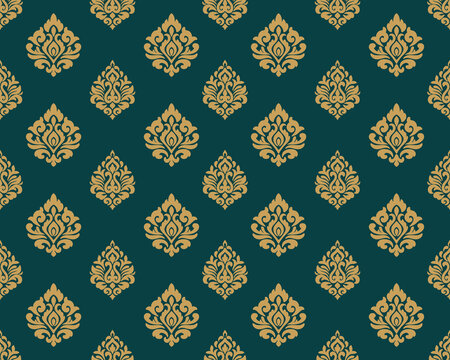 Classic damask pattern with sophisticated floral motifs for designers and decorators, created as a seamless surface for wallpaper, textiles, upholstery and traditional interiors.