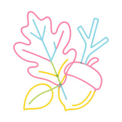 Fototapeta premium PNG Colorful neon autumn illustration