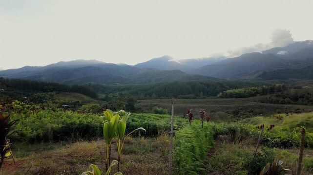 rural mountain landscape view after colombia earthquake