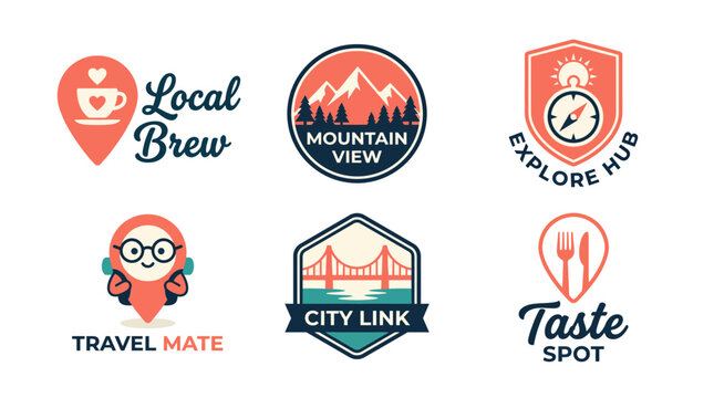 This collection presents unique logo designs for businesses like local brew, travel guides, and city links showcasing vibrant colors and creative concepts.