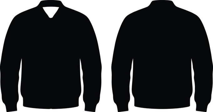 Black bomber jacket template mockup front and back view isolated on white background