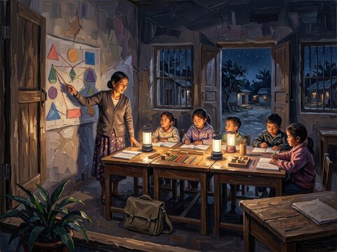 Teacher instructs children in a safe learning environment during community session