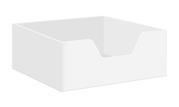 Small retail display box mockup for product presentation, packaging, advertising and branding design. Vector Illustration