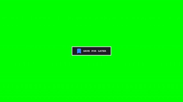 Save bookmark tag icon click animation on green screen