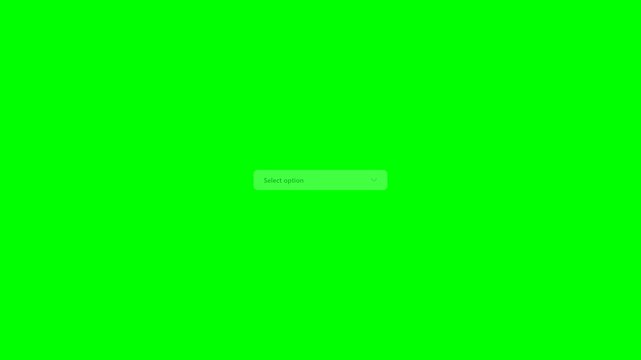 Clean Minimalist User Interface Dropdown Menu with Select Option List on Green Screen Background