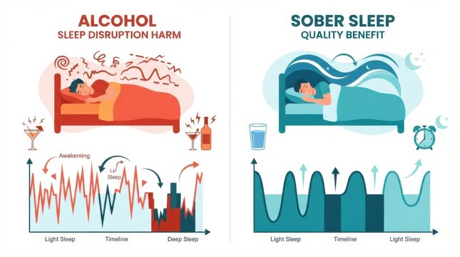 The impact of alcohol on sleep and the positive effects of sobriety on sleep quality and overall health.