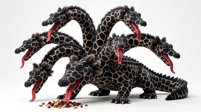 Imaginary many heads reptile monster