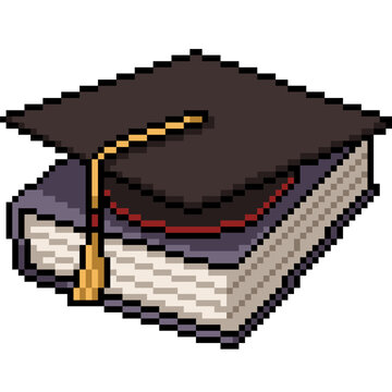 pixel art isolated background of graduation education degree