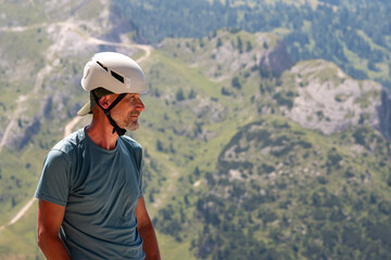 A man on the way to Monte Lagazuoi Piccolo. Alps, Dolomites, Italy. © Tomasz Warszewski