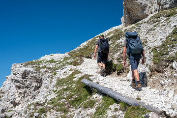 A man on the way to Monte Lagazuoi Piccolo. Alps, Dolomites, Italy. © Tomasz Warszewski