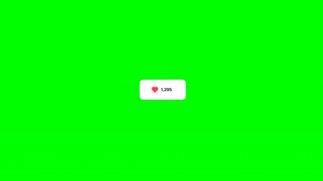 Animated like heart button pop burst on green screen