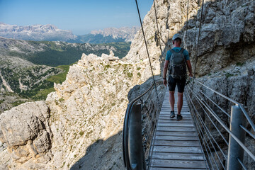 A man on the way to Monte Lagazuoi Piccolo. Alps, Dolomites, Italy. © Tomasz Warszewski