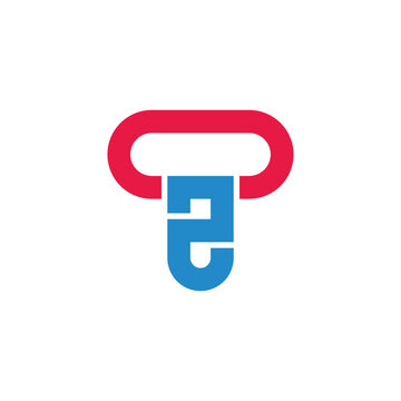 letter t2 simple colorful line geometric logo vector