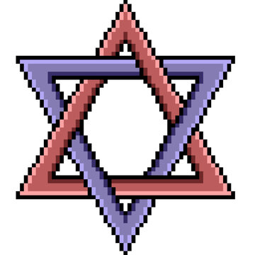 pixel art isolated background of hexagram star abstract