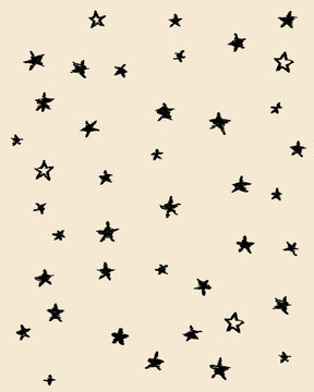 Hand Drawn Scattered Star Collection in Scribble Sketch Style for Halloween and Celestial Designs