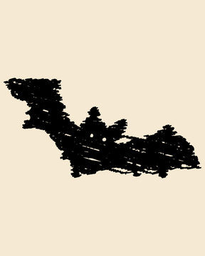 Hand Drawn Black Bat with Spread Wings in Scribble Sketch Style for Halloween Design