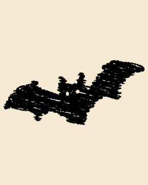 Hand Drawn Flying Bat in Scribble Sketch Style for Halloween and Spooky Designs